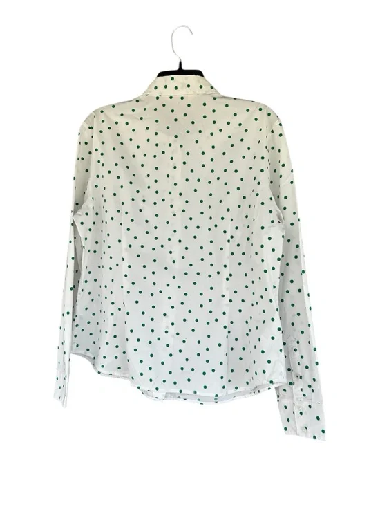 Boden Sienna Shirt Green Polka Dot Cotton Button Front Blouse 14 - Picture 4 of 9
